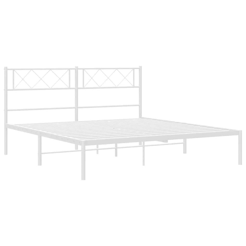 Bedframe met hoofdbord metaal wit 135x190 cm is nu te koop bij PeponiXL, paradijselijk wonen!