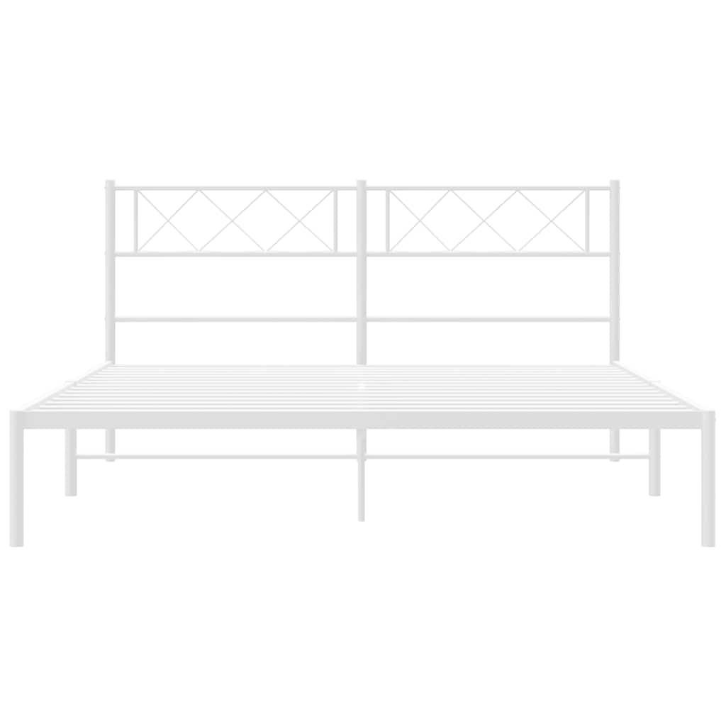 Bedframe met hoofdbord metaal wit 135x190 cm is nu te koop bij PeponiXL, paradijselijk wonen!