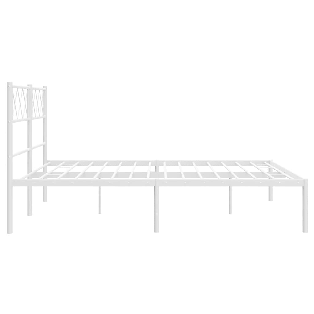 Bedframe met hoofdbord metaal wit 135x190 cm is nu te koop bij PeponiXL, paradijselijk wonen!