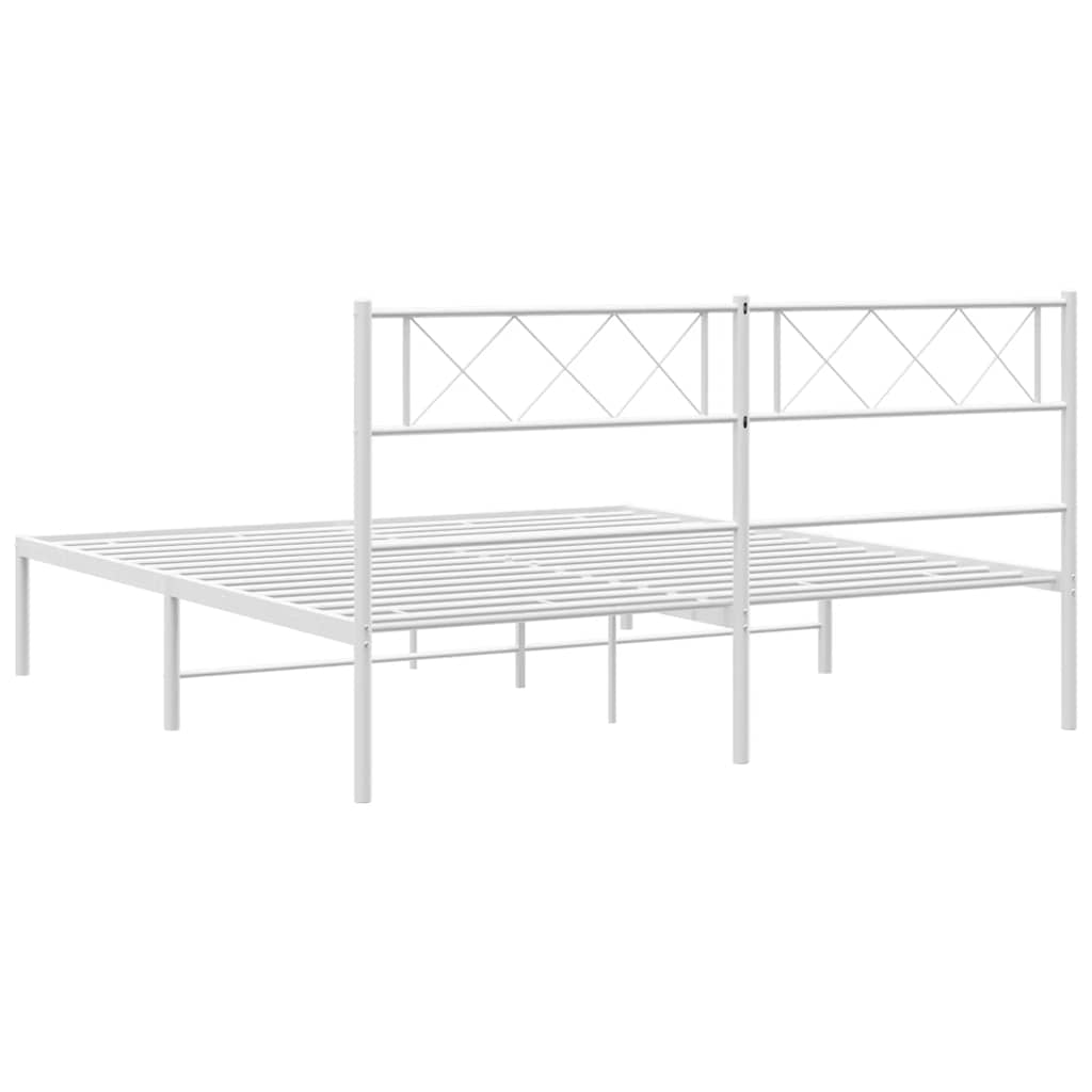 Bedframe met hoofdbord metaal wit 135x190 cm is nu te koop bij PeponiXL, paradijselijk wonen!