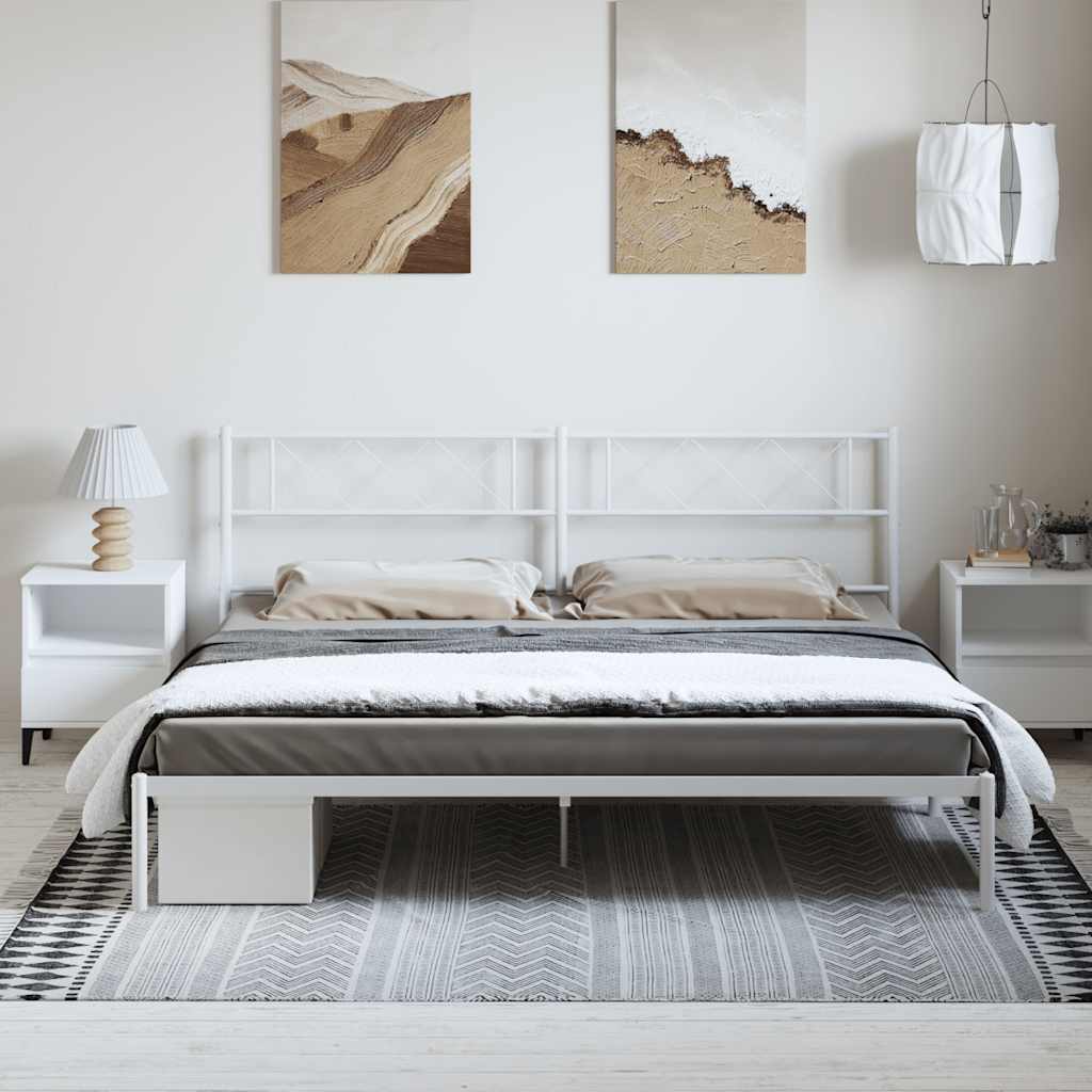Bedframe met hoofdbord metaal wit 183x213 cm is nu te koop bij PeponiXL, paradijselijk wonen!