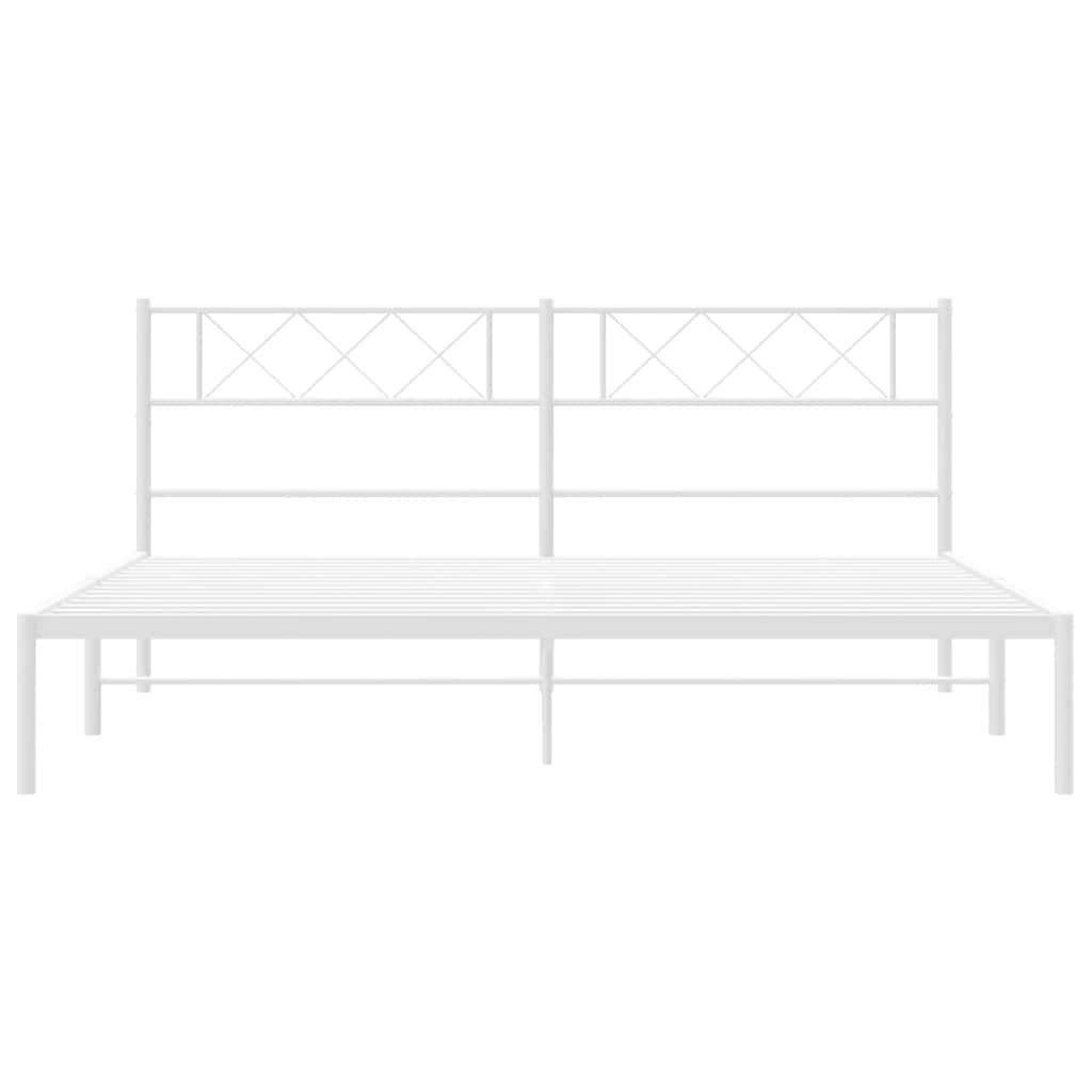 Bedframe met hoofdbord metaal wit 183x213 cm is nu te koop bij PeponiXL, paradijselijk wonen!