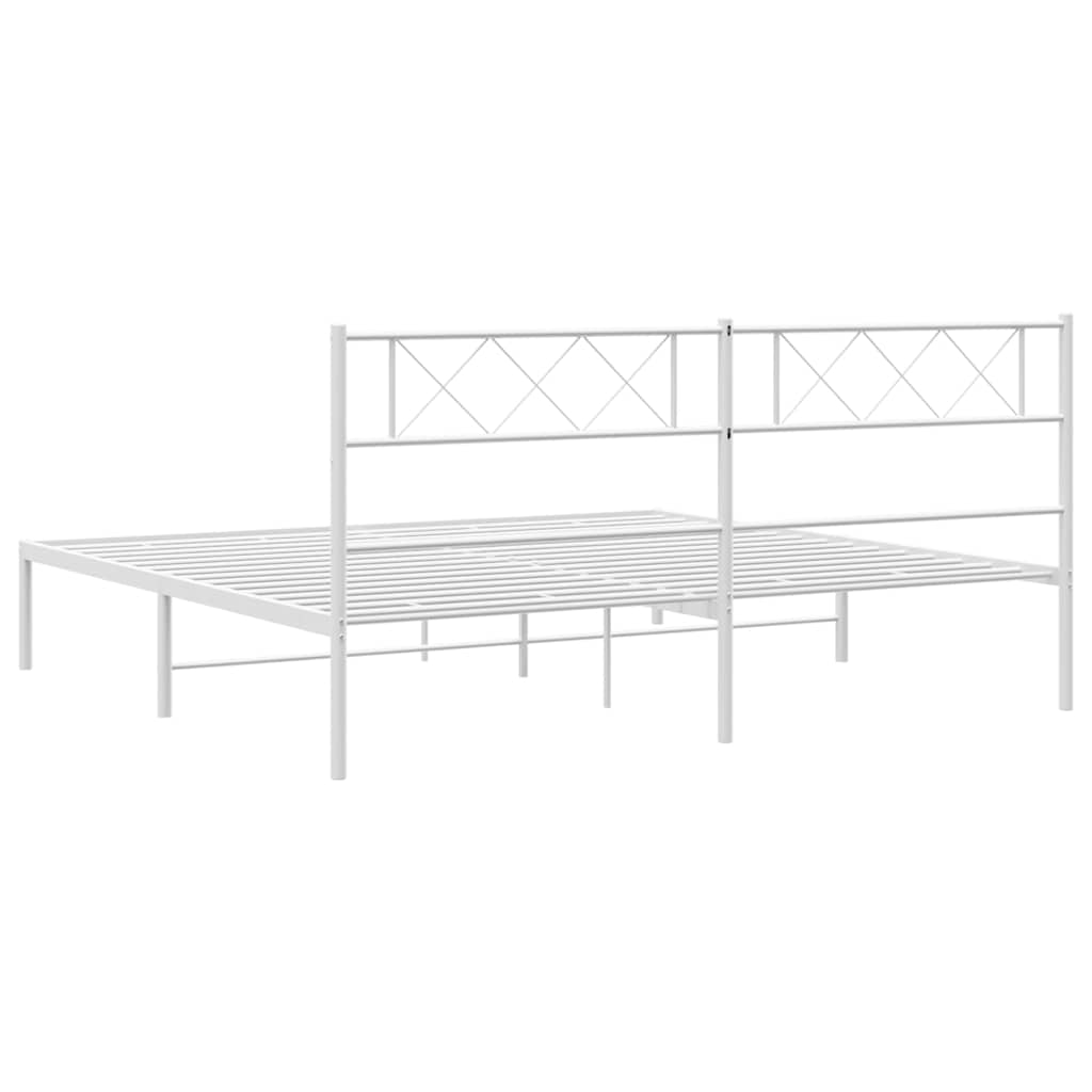 Bedframe met hoofdbord metaal wit 183x213 cm is nu te koop bij PeponiXL, paradijselijk wonen!
