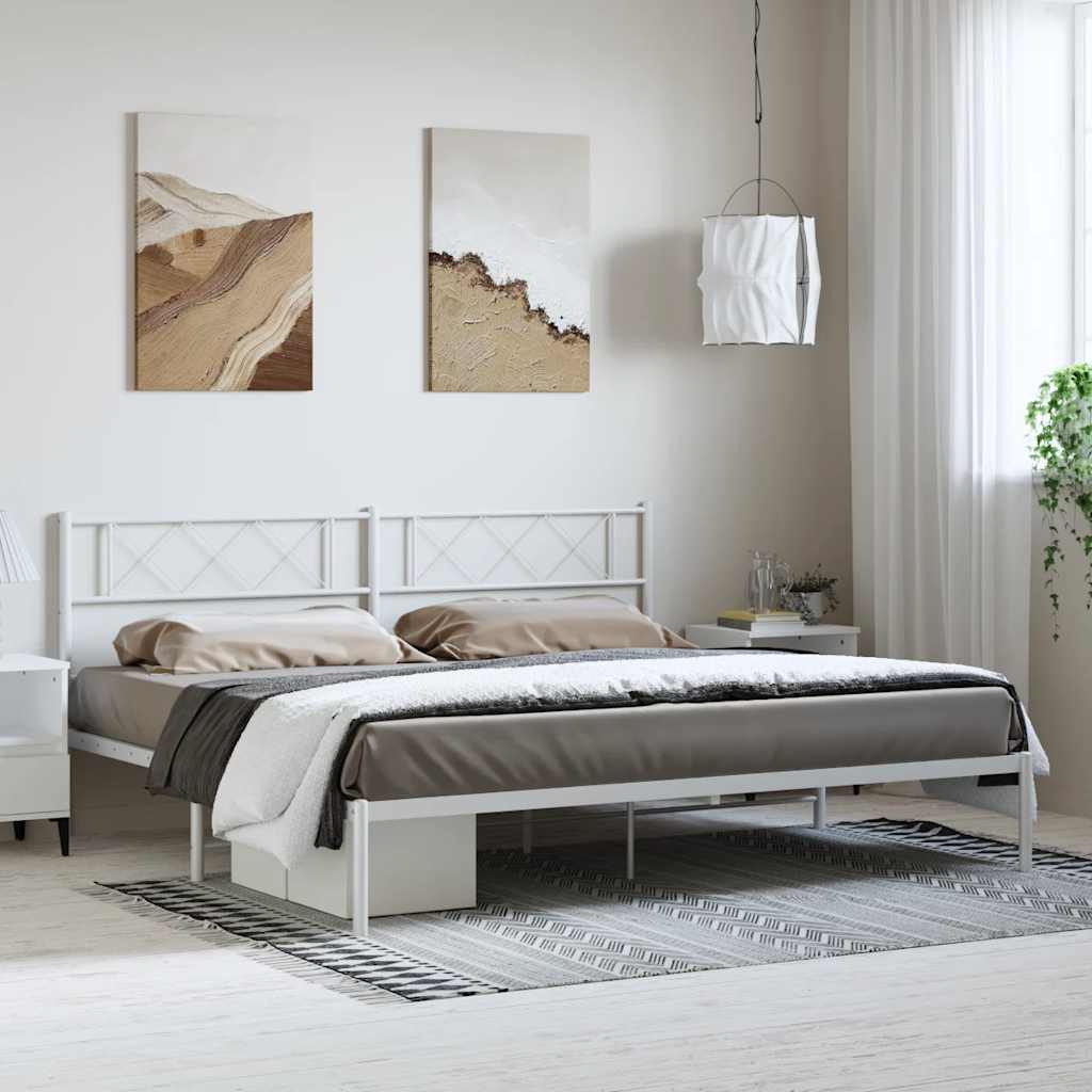 Bedframe met hoofdbord metaal wit 183x213 cm is nu te koop bij PeponiXL, paradijselijk wonen!