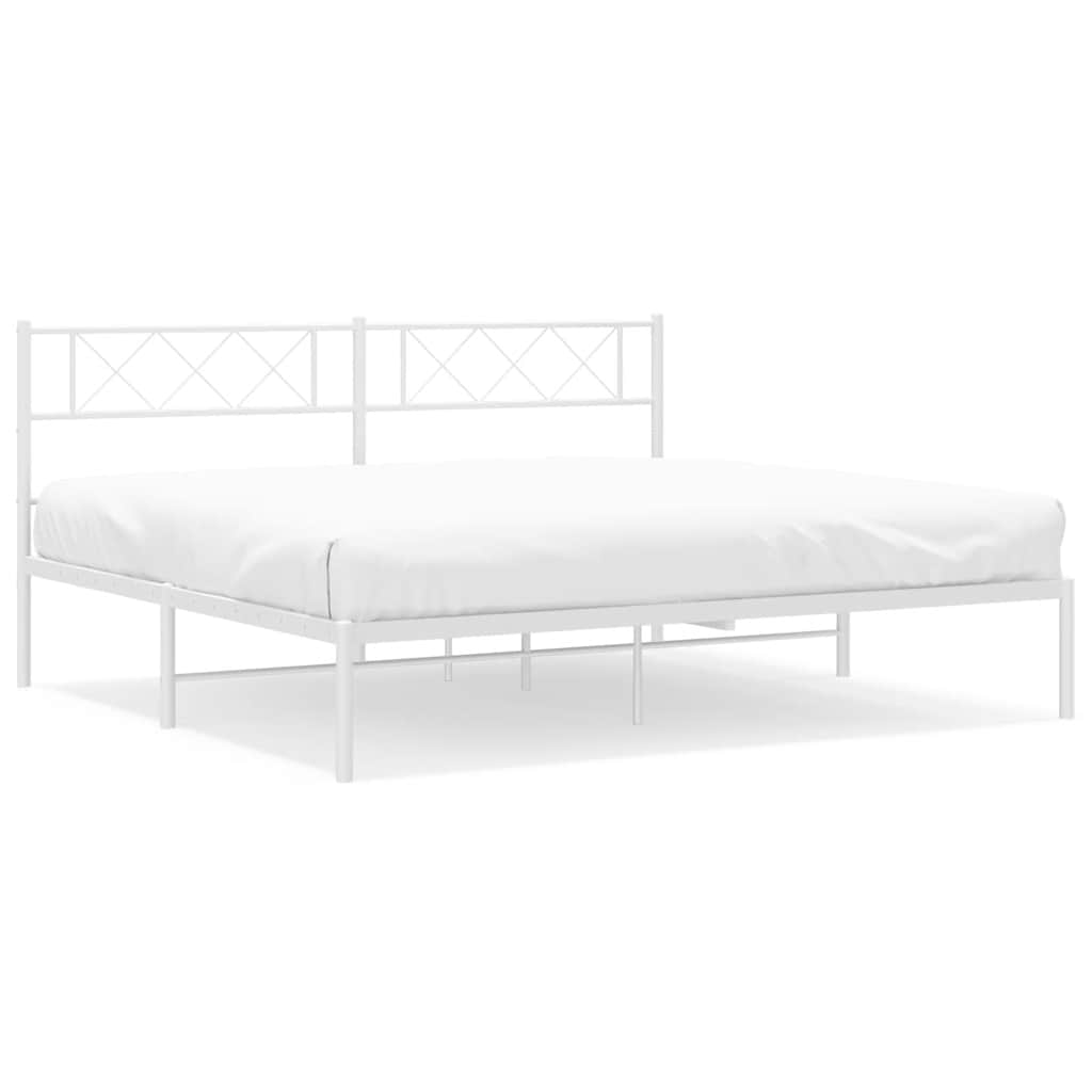 Bedframe met hoofdbord metaal wit 193x203 cm is nu te koop bij PeponiXL, paradijselijk wonen!