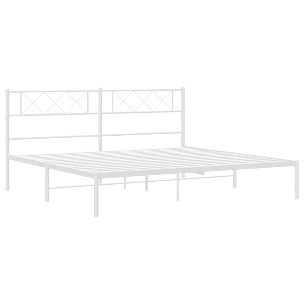 Bedframe met hoofdbord metaal wit 193x203 cm is nu te koop bij PeponiXL, paradijselijk wonen!