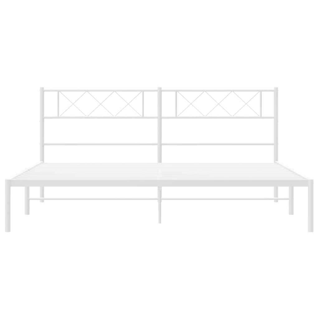 Bedframe met hoofdbord metaal wit 193x203 cm is nu te koop bij PeponiXL, paradijselijk wonen!
