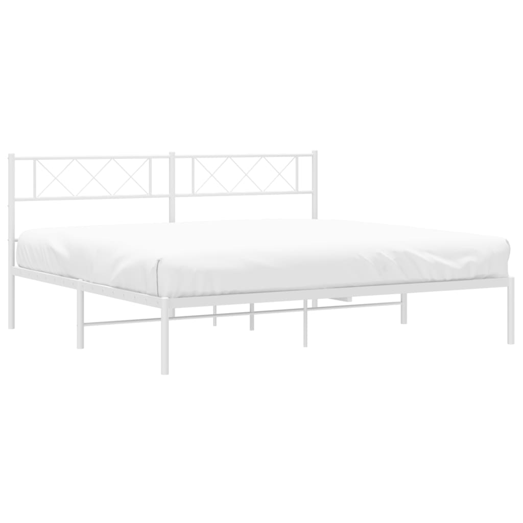 Bedframe met hoofdbord metaal wit 200x200 cm is nu te koop bij PeponiXL, paradijselijk wonen!
