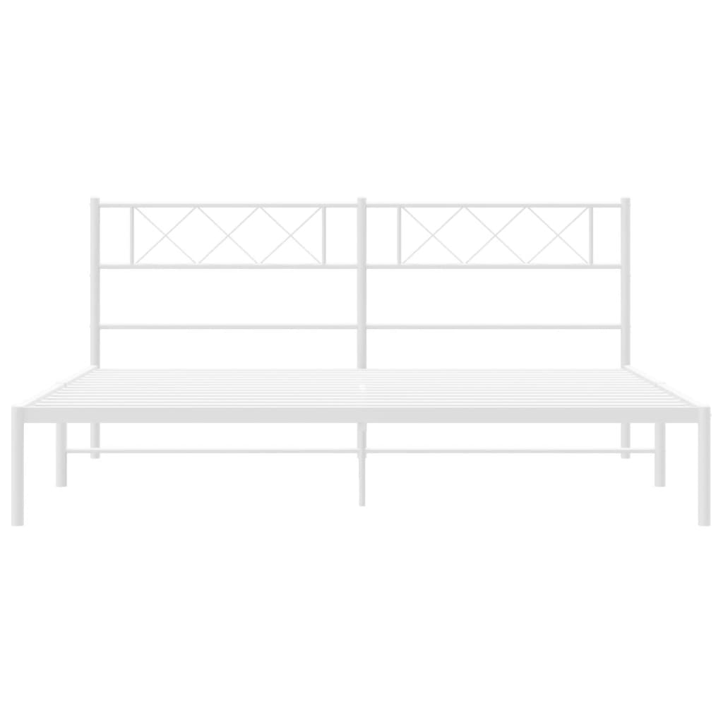 Bedframe met hoofdbord metaal wit 200x200 cm is nu te koop bij PeponiXL, paradijselijk wonen!