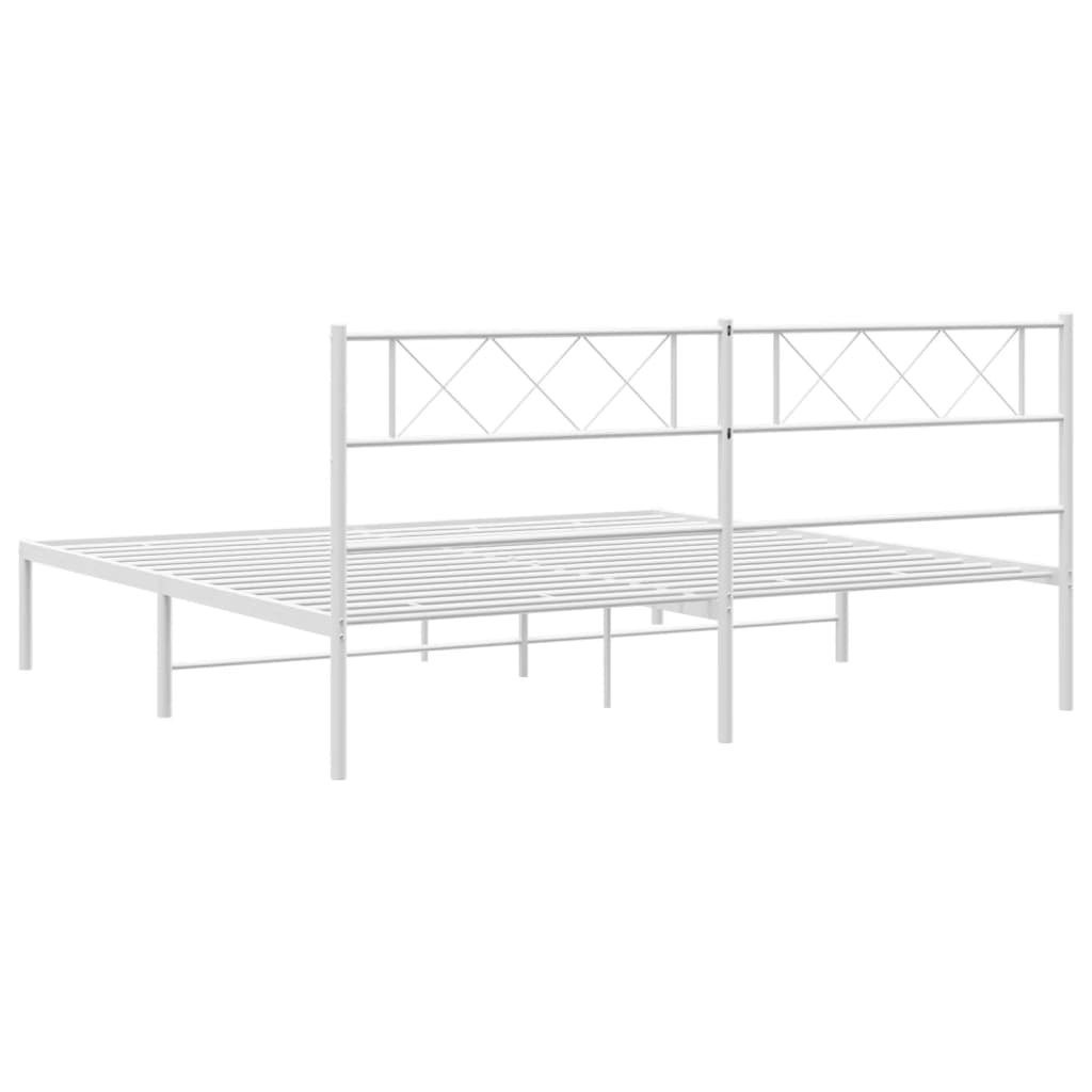 Bedframe met hoofdbord metaal wit 200x200 cm is nu te koop bij PeponiXL, paradijselijk wonen!