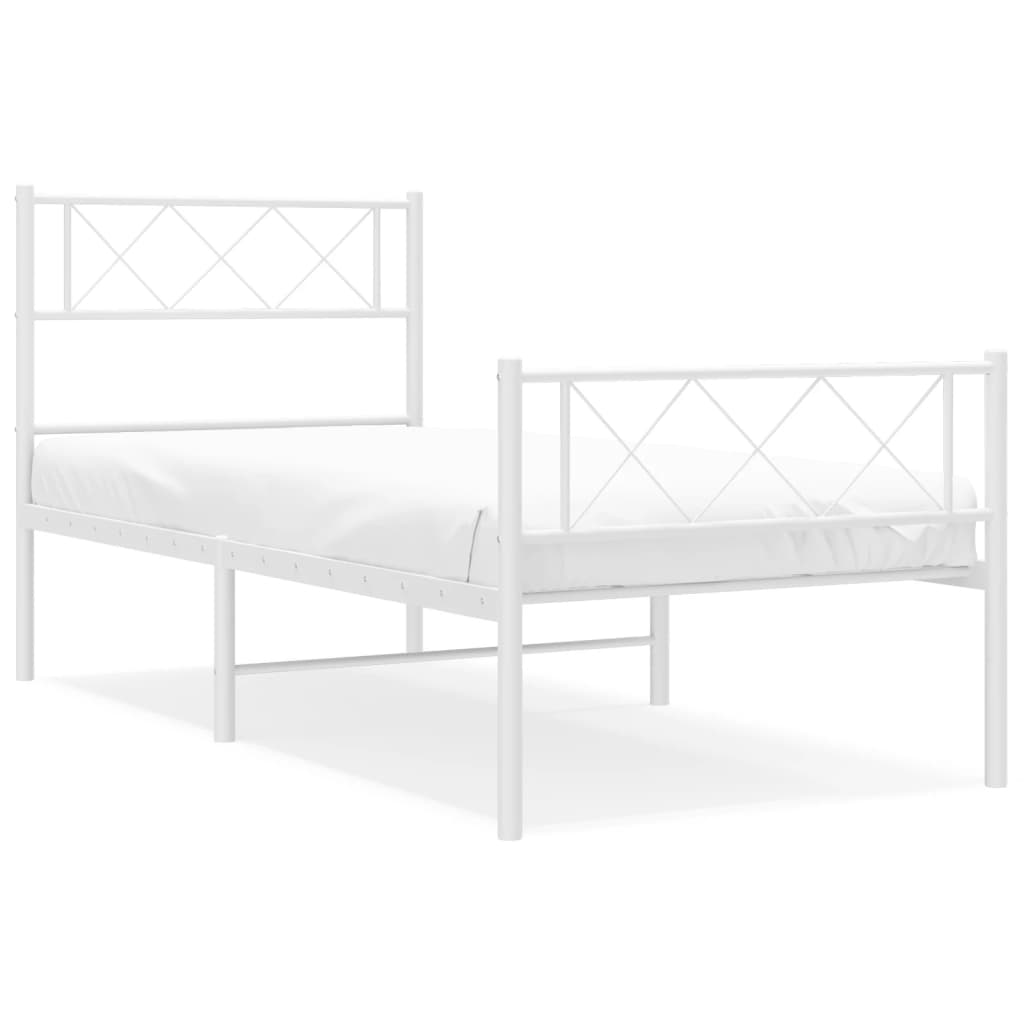 Bedframe met hoofd- en voeteneinde metaal wit 90x200 cm is nu te koop bij PeponiXL, paradijselijk wonen!