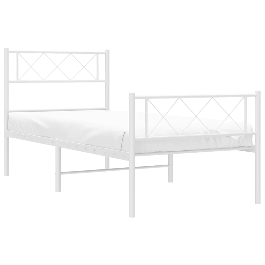 Bedframe met hoofd- en voeteneinde metaal wit 90x200 cm is nu te koop bij PeponiXL, paradijselijk wonen!