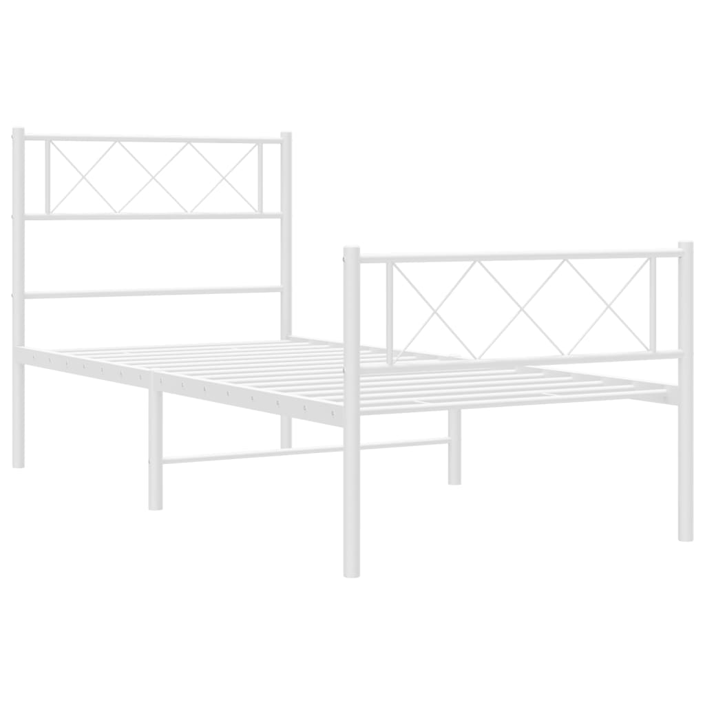 Bedframe met hoofd- en voeteneinde metaal wit 90x200 cm is nu te koop bij PeponiXL, paradijselijk wonen!