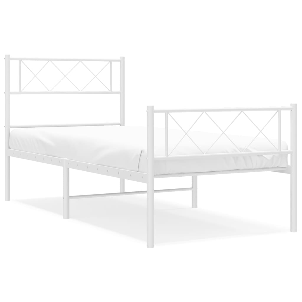 Bedframe met hoofd- en voeteneinde metaal wit 107x203 cm is nu te koop bij PeponiXL, paradijselijk wonen!
