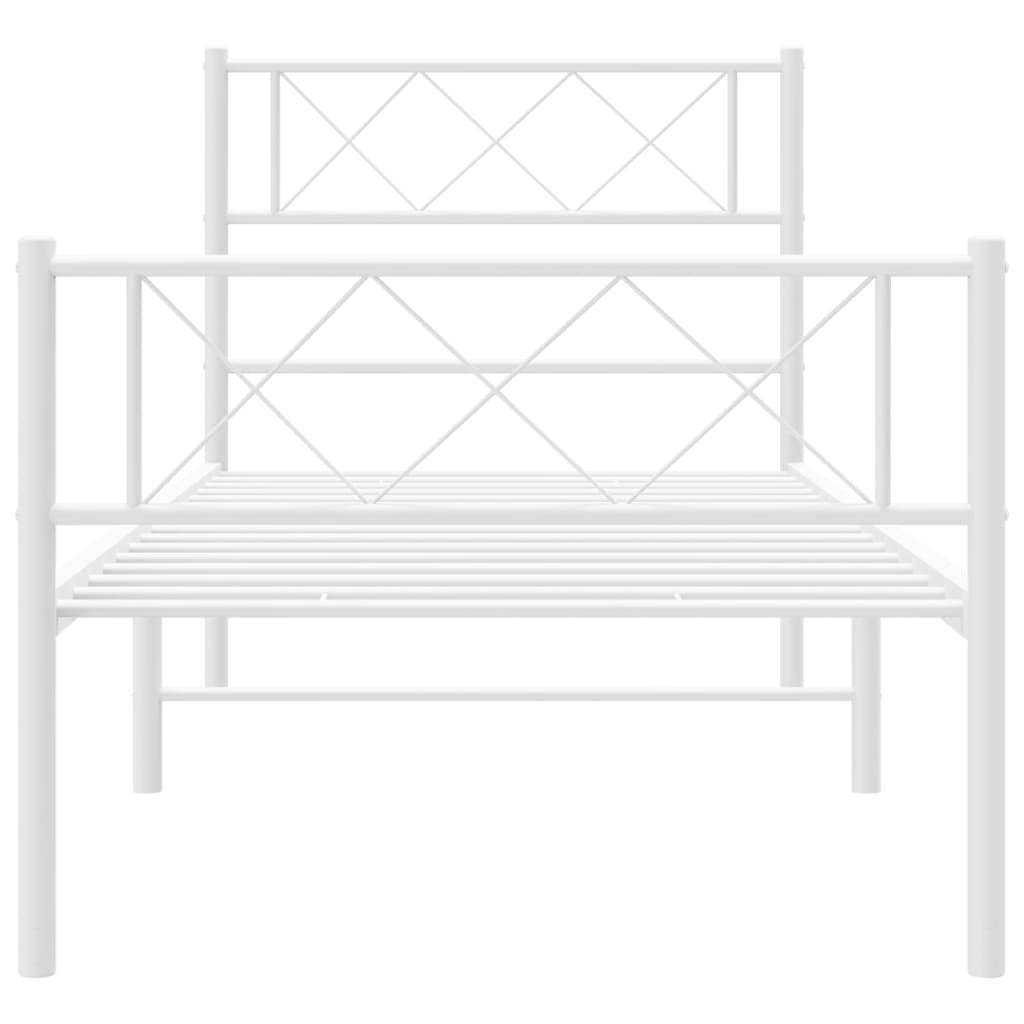 Bedframe met hoofd- en voeteneinde metaal wit 107x203 cm is nu te koop bij PeponiXL, paradijselijk wonen!