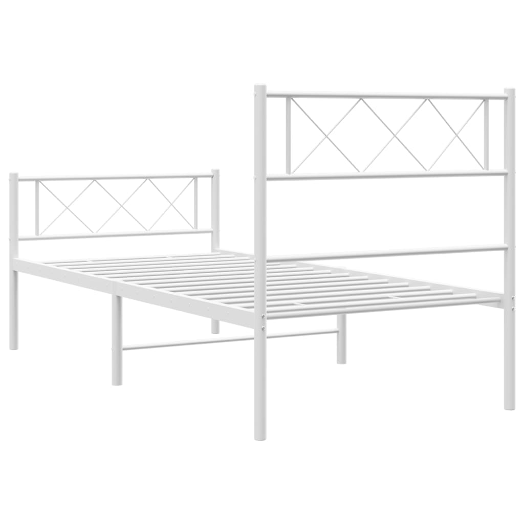 Bedframe met hoofd- en voeteneinde metaal wit 107x203 cm is nu te koop bij PeponiXL, paradijselijk wonen!