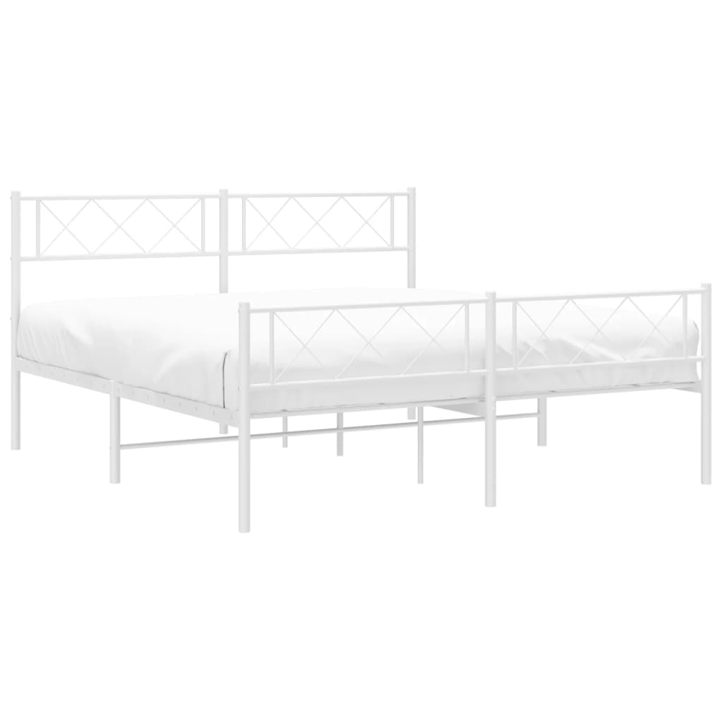 Bedframe met hoofd- en voeteneinde metaal wit 120x200 cm is nu te koop bij PeponiXL, paradijselijk wonen!