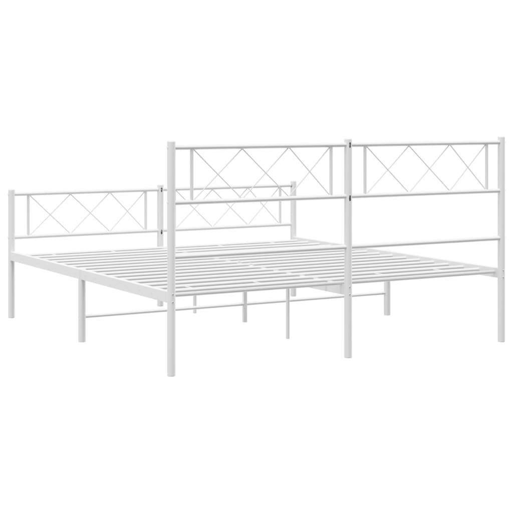 Bedframe met hoofd- en voeteneinde metaal wit 120x200 cm is nu te koop bij PeponiXL, paradijselijk wonen!