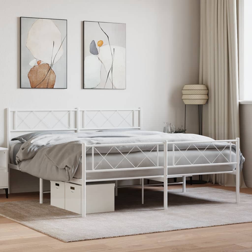 Bedframe met hoofd- en voeteneinde metaal wit 120x200 cm is nu te koop bij PeponiXL, paradijselijk wonen!