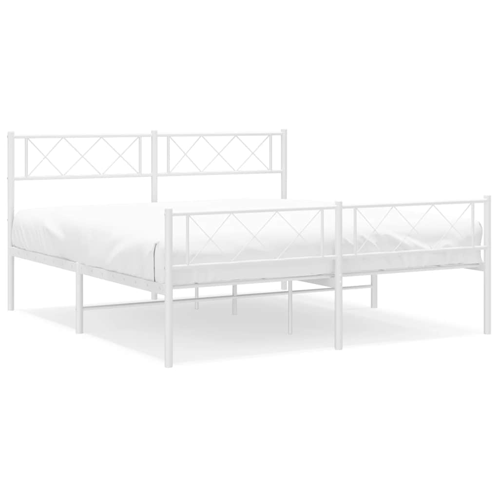 Bedframe met hoofd- en voeteneinde metaal wit 150x200 cm is nu te koop bij PeponiXL, paradijselijk wonen!