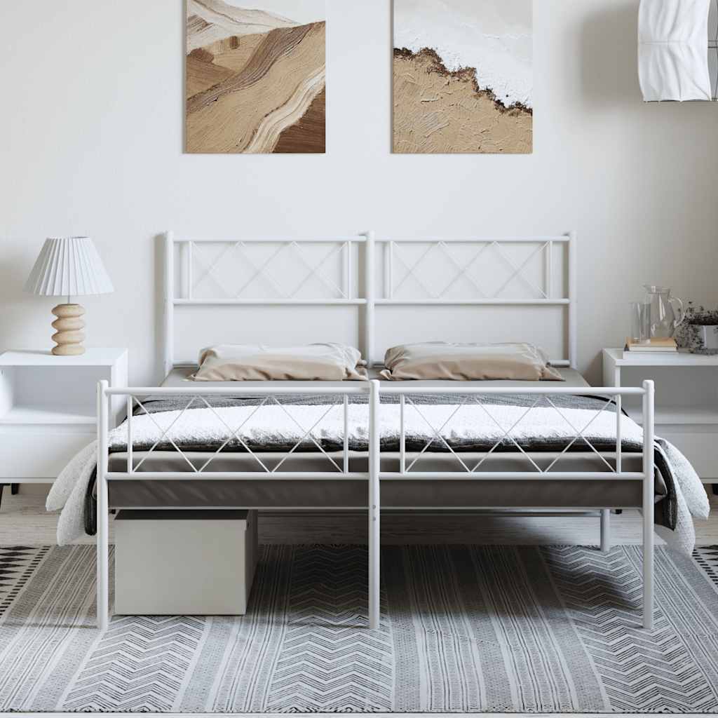 Bedframe met hoofd- en voeteneinde metaal wit 150x200 cm is nu te koop bij PeponiXL, paradijselijk wonen!