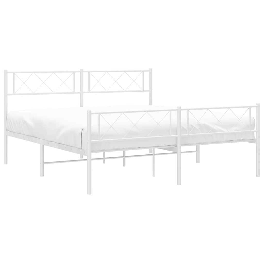 Bedframe met hoofd- en voeteneinde metaal wit 150x200 cm is nu te koop bij PeponiXL, paradijselijk wonen!