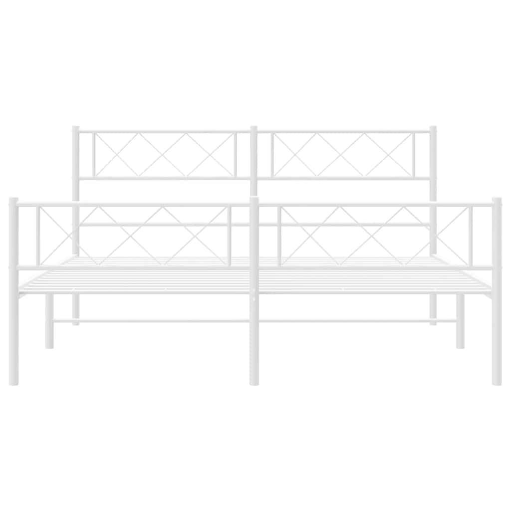 Bedframe met hoofd- en voeteneinde metaal wit 150x200 cm is nu te koop bij PeponiXL, paradijselijk wonen!