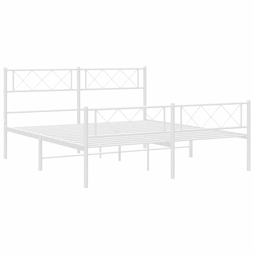 Bedframe met hoofd- en voeteneinde metaal wit 150x200 cm is nu te koop bij PeponiXL, paradijselijk wonen!
