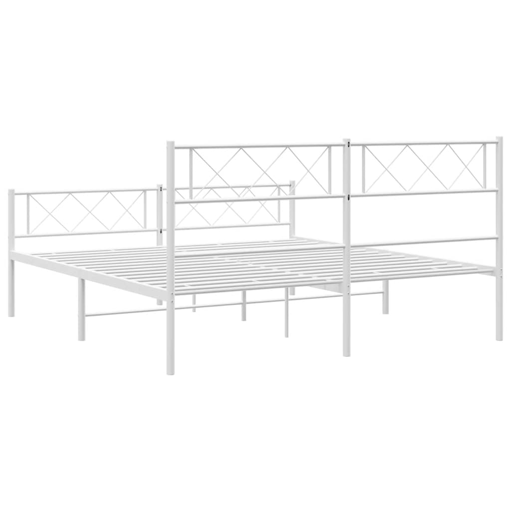 Bedframe met hoofd- en voeteneinde metaal wit 150x200 cm is nu te koop bij PeponiXL, paradijselijk wonen!