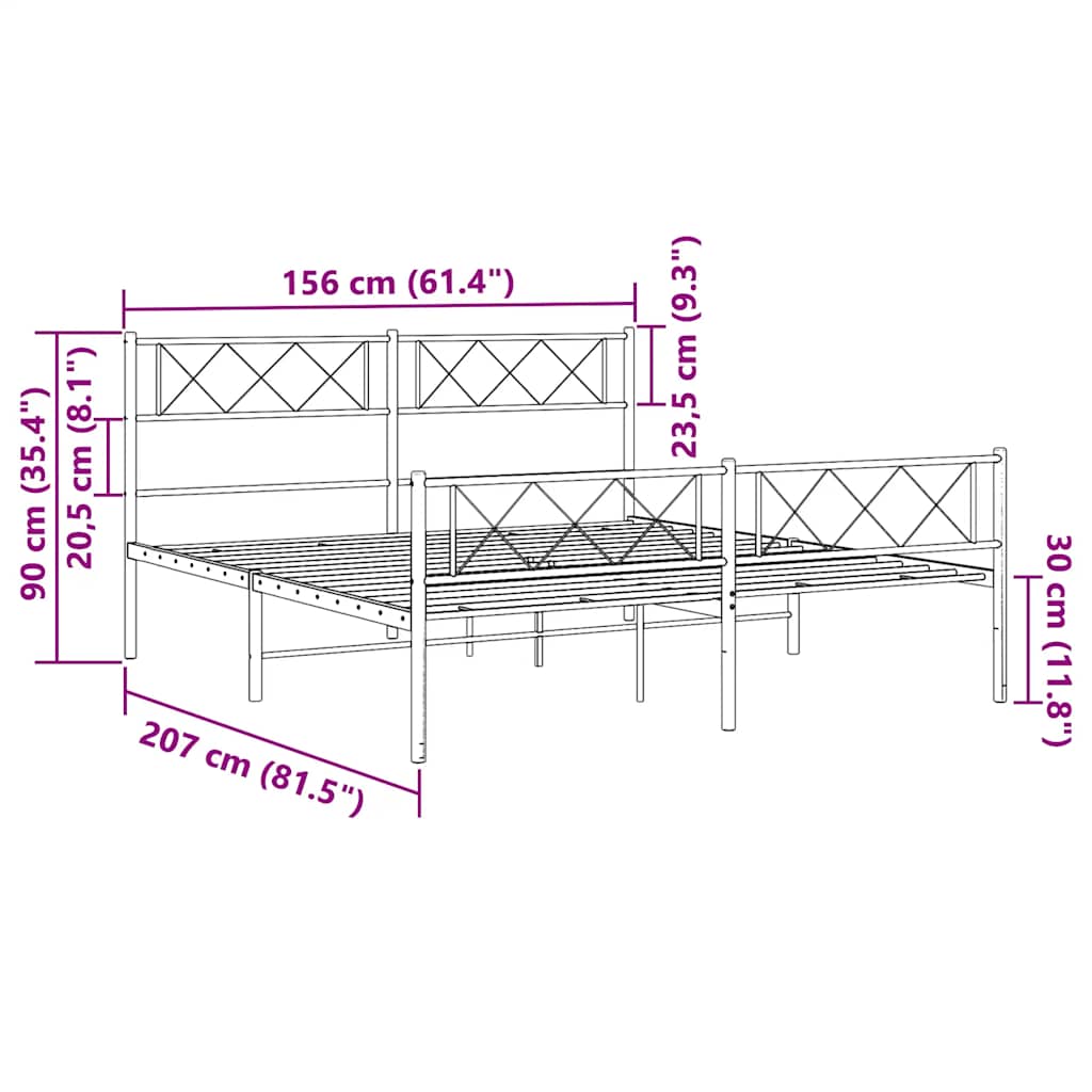Bedframe met hoofd- en voeteneinde metaal wit 150x200 cm is nu te koop bij PeponiXL, paradijselijk wonen!