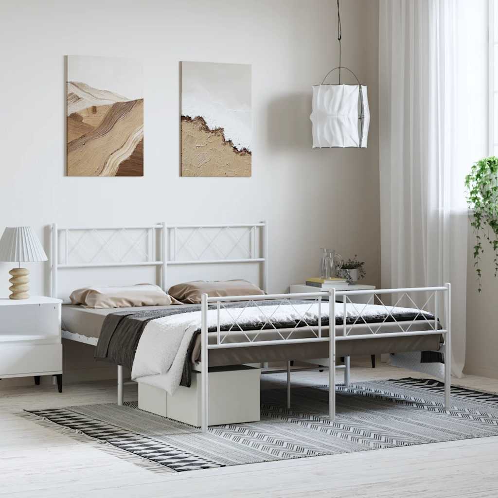 Bedframe met hoofd- en voeteneinde metaal wit 150x200 cm is nu te koop bij PeponiXL, paradijselijk wonen!