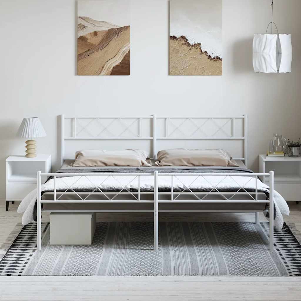 Bedframe met hoofd- en voeteneinde metaal wit 183x213 cm is nu te koop bij PeponiXL, paradijselijk wonen!