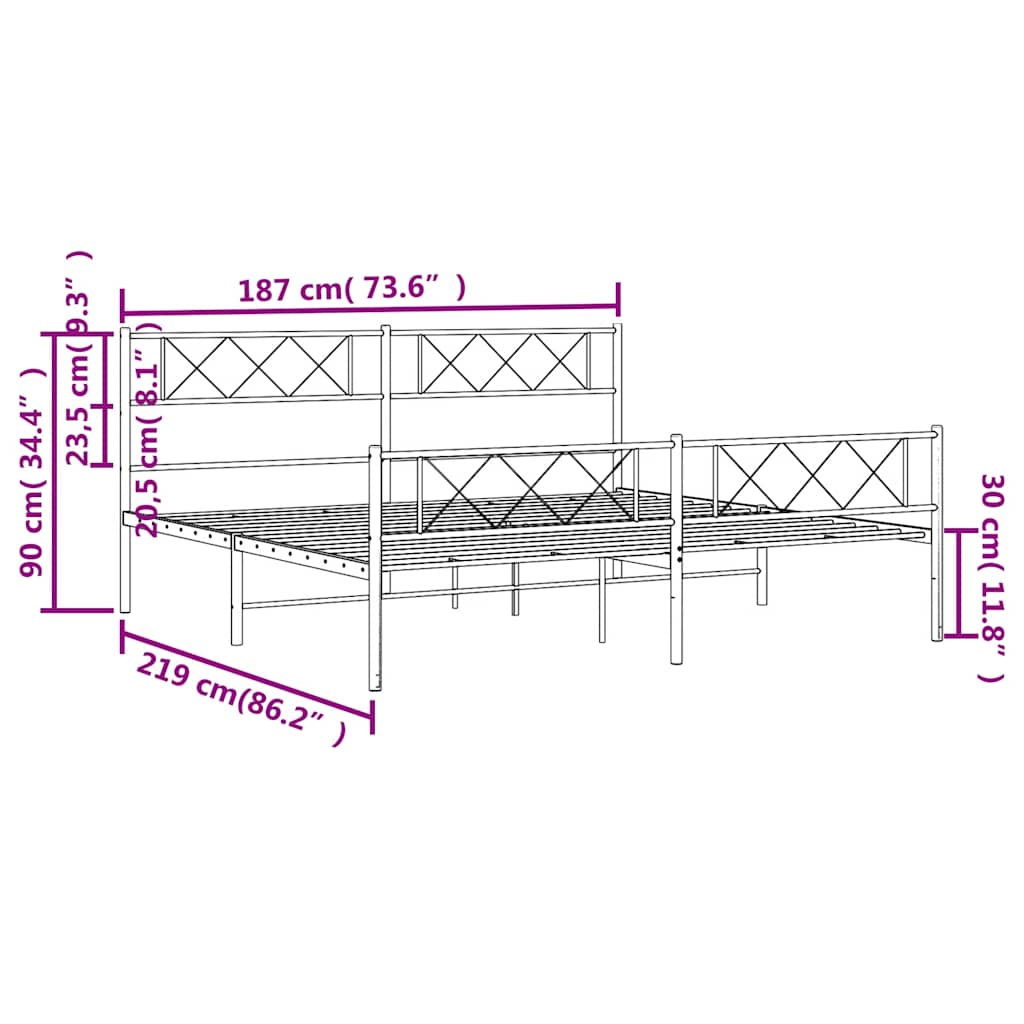 Bedframe met hoofd- en voeteneinde metaal wit 183x213 cm is nu te koop bij PeponiXL, paradijselijk wonen!