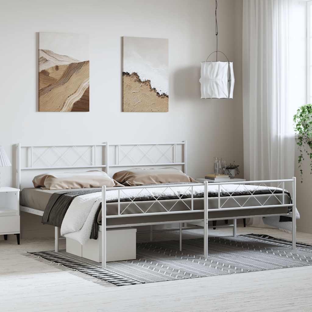 Bedframe met hoofd- en voeteneinde metaal wit 183x213 cm is nu te koop bij PeponiXL, paradijselijk wonen!
