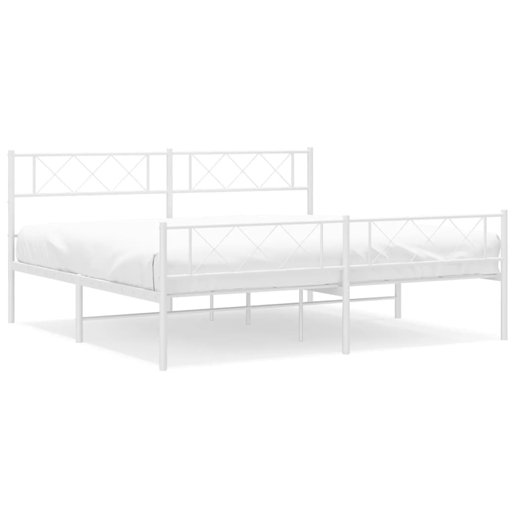 Bedframe met hoofd- en voeteneinde metaal wit 200x200 cm is nu te koop bij PeponiXL, paradijselijk wonen!