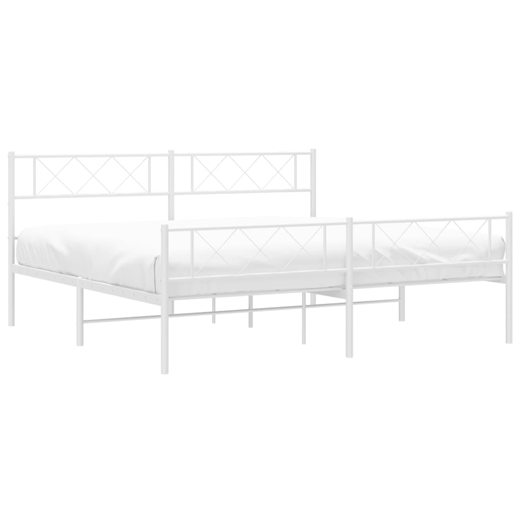Bedframe met hoofd- en voeteneinde metaal wit 200x200 cm is nu te koop bij PeponiXL, paradijselijk wonen!
