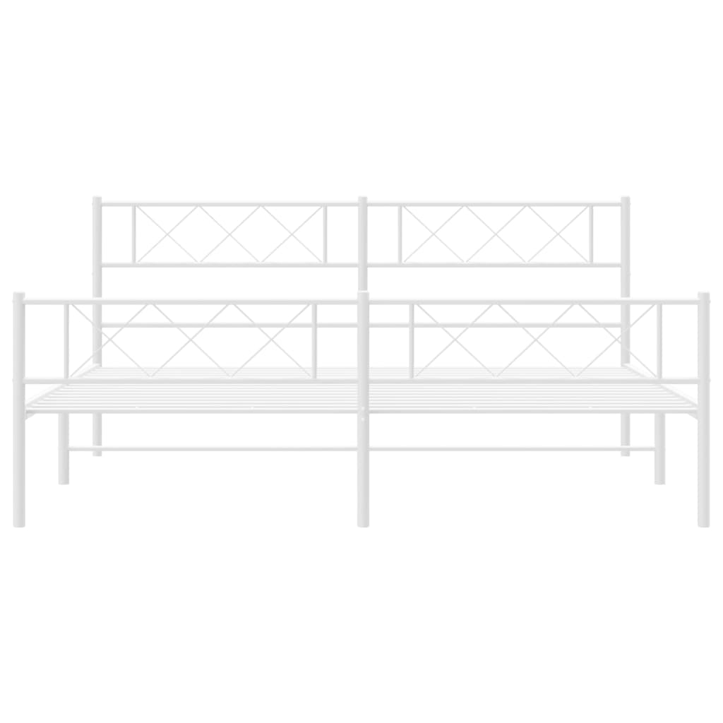 Bedframe met hoofd- en voeteneinde metaal wit 200x200 cm is nu te koop bij PeponiXL, paradijselijk wonen!