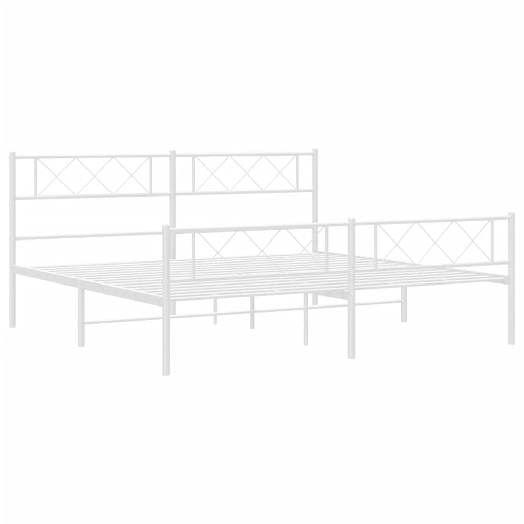 Bedframe met hoofd- en voeteneinde metaal wit 200x200 cm is nu te koop bij PeponiXL, paradijselijk wonen!