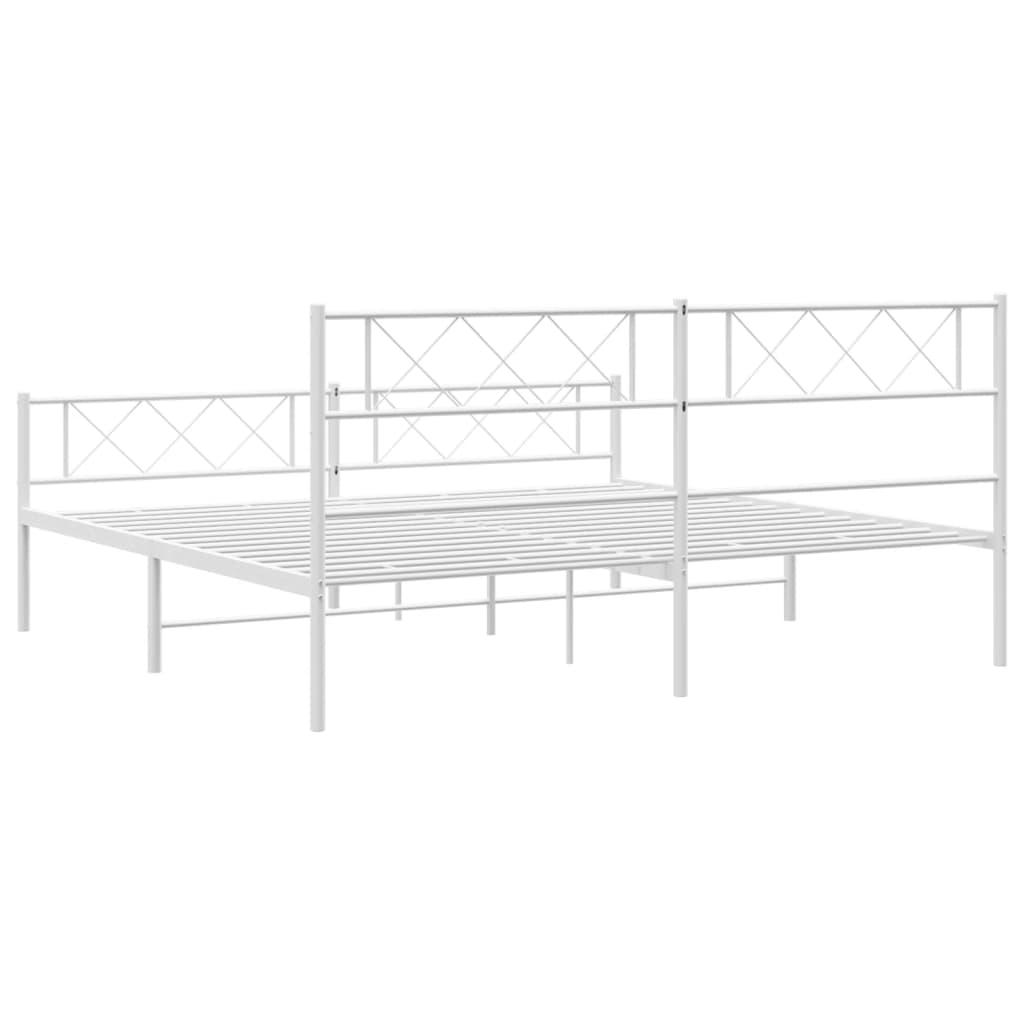 Bedframe met hoofd- en voeteneinde metaal wit 200x200 cm is nu te koop bij PeponiXL, paradijselijk wonen!