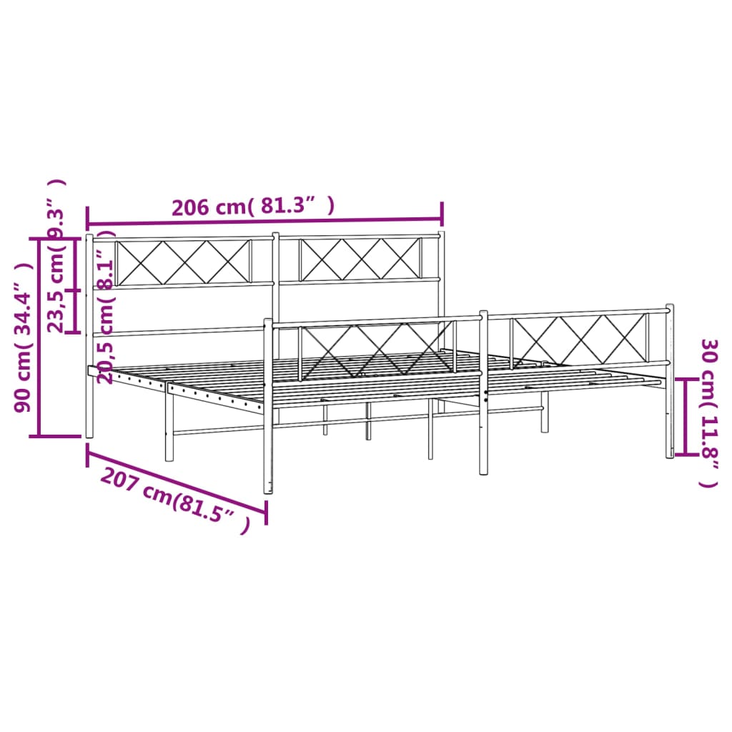 Bedframe met hoofd- en voeteneinde metaal wit 200x200 cm is nu te koop bij PeponiXL, paradijselijk wonen!