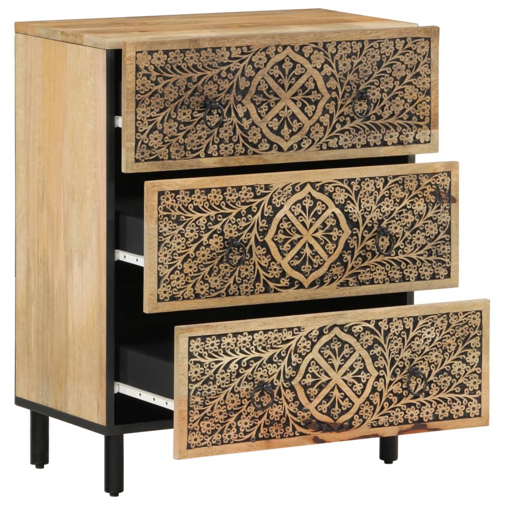 Bijzetkasten 2 st 60x33x75 cm massief mangohout is nu te koop bij PeponiXL, paradijselijk wonen!