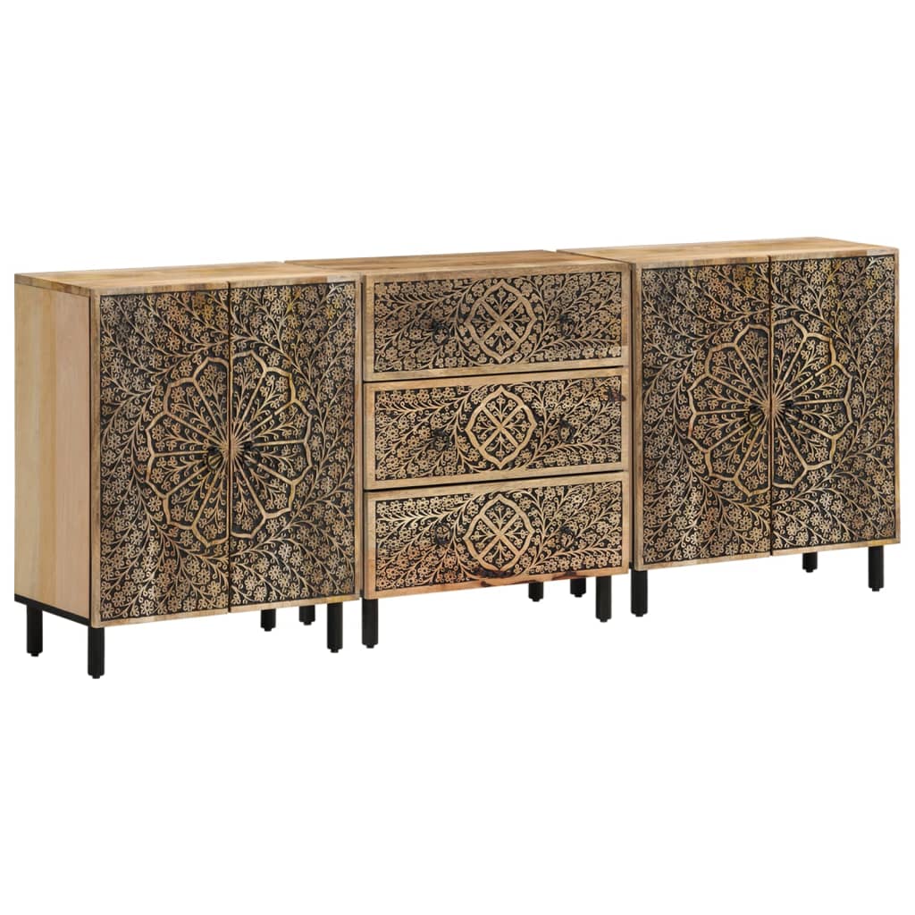 Bijzetkasten 3 st 60x33x75 cm massief mangohout is nu te koop bij PeponiXL, paradijselijk wonen!