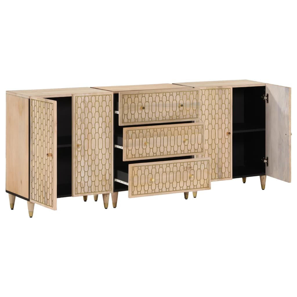 Bijzetkasten 3 st 60x33x75 cm massief mangohout is nu te koop bij PeponiXL, paradijselijk wonen!
