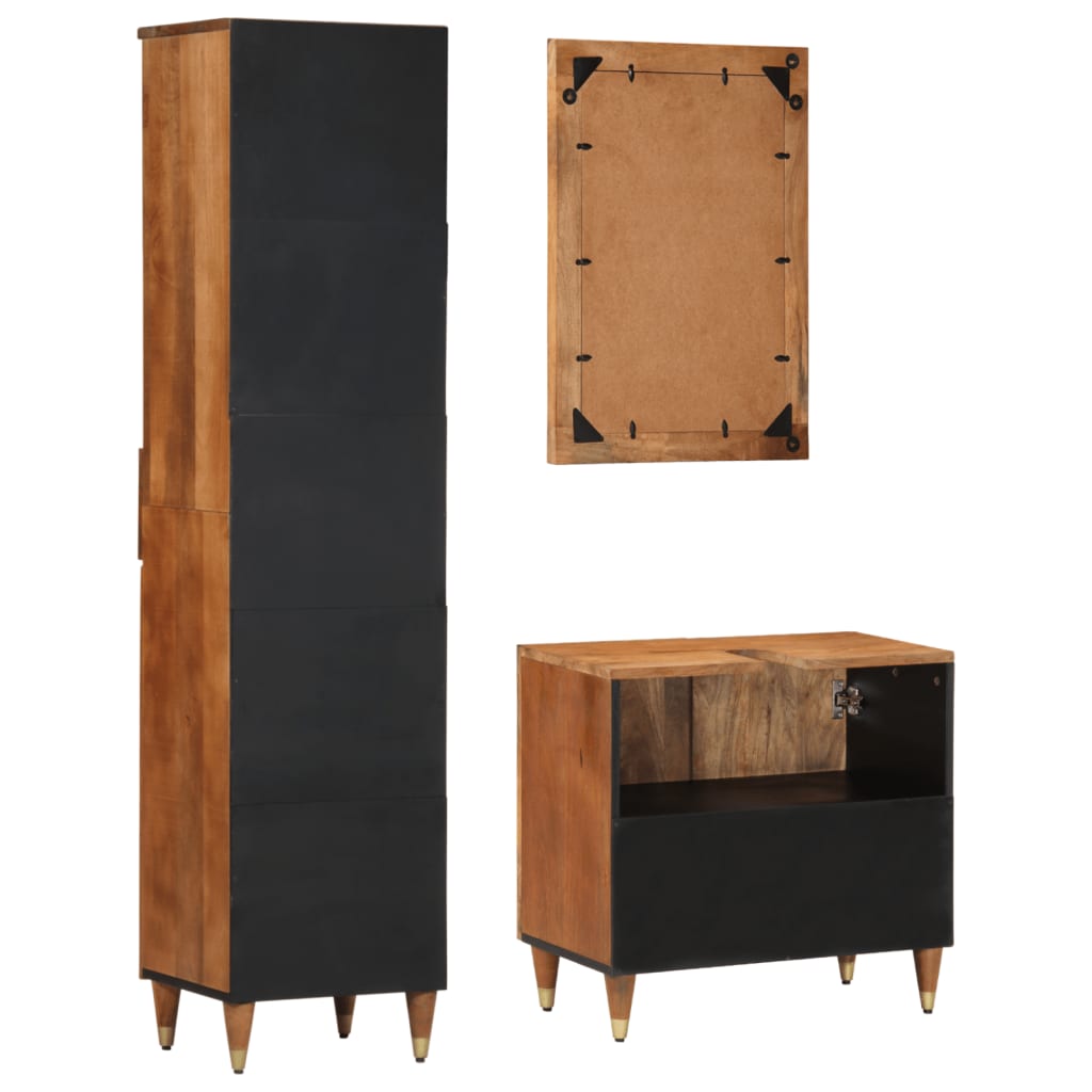 3-delige Badkamermeubelset massief mangohout is nu te koop bij PeponiXL, paradijselijk wonen!