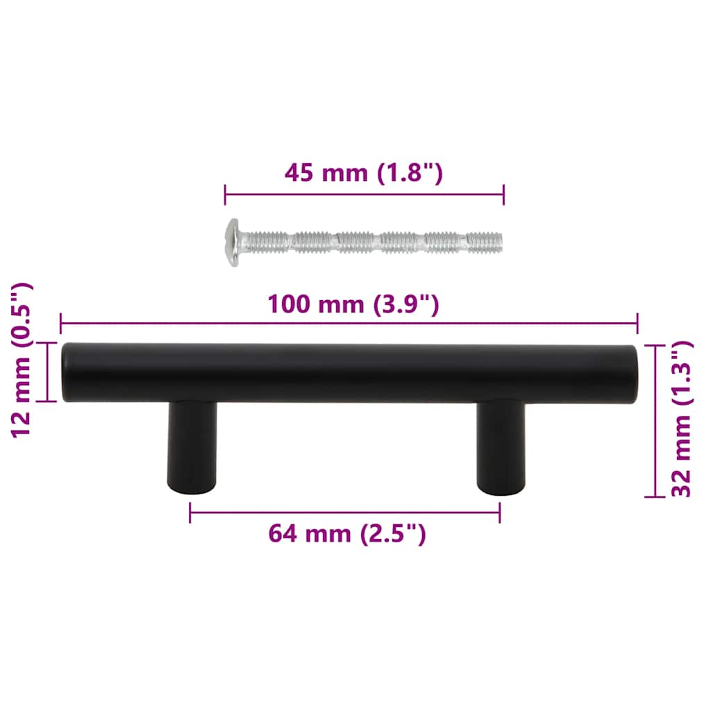Handvatten 10 st 64 mm roestvrij staal zwart is nu te koop bij PeponiXL, paradijselijk wonen!