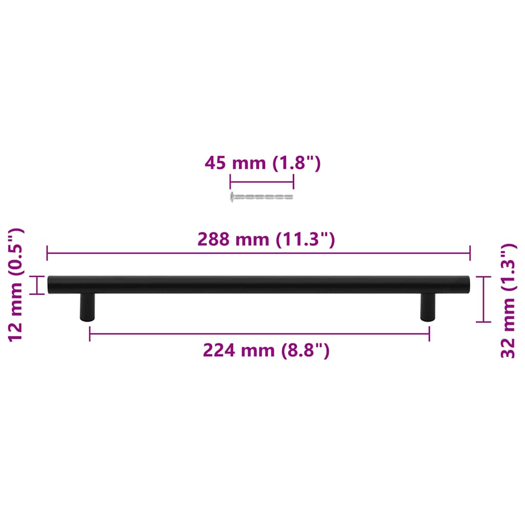 Handvatten 5 st 224 mm roestvrij staal zwart is nu te koop bij PeponiXL, paradijselijk wonen!