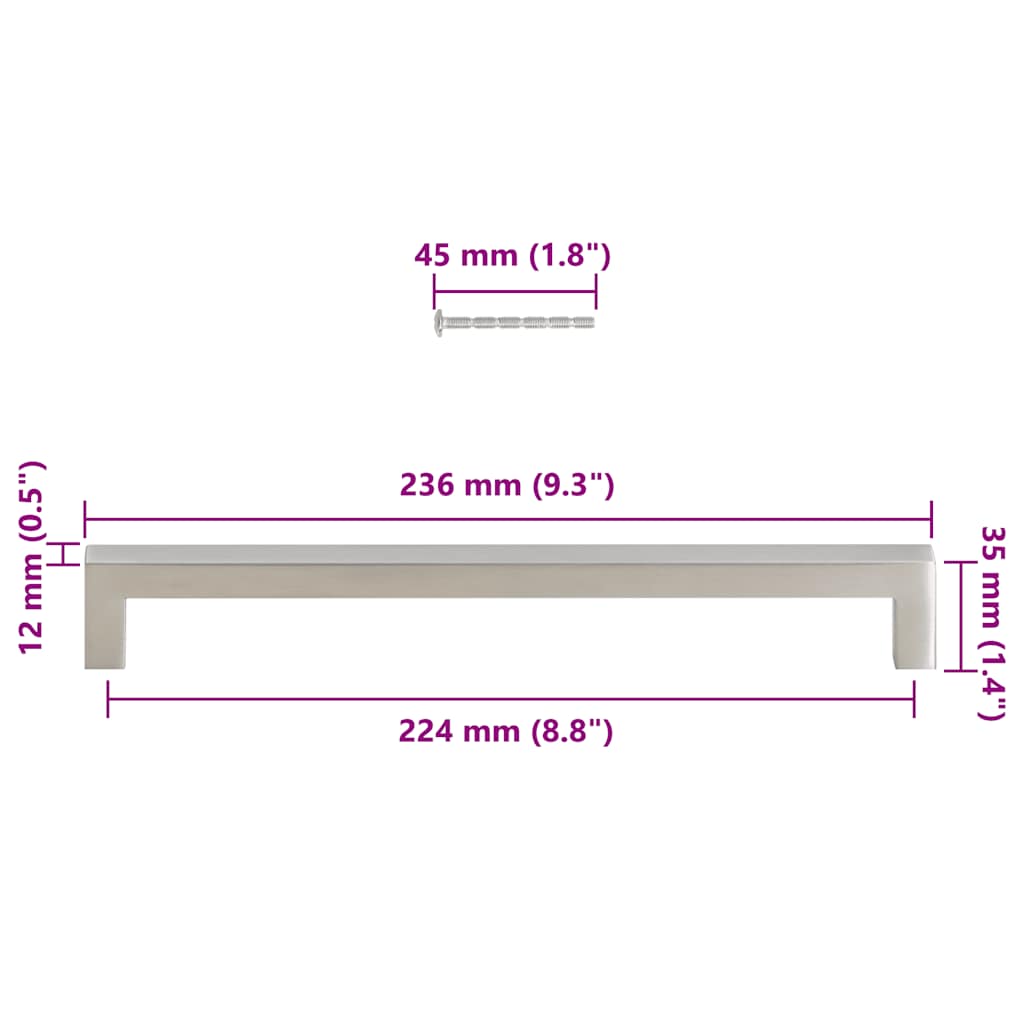 Handvatten 5 st 224 mm roestvrij staal zilverkleurig is nu te koop bij PeponiXL, paradijselijk wonen!