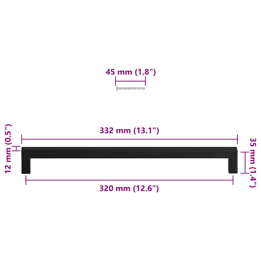 Handvatten 5 st 320 mm roestvrij staal zwart is nu te koop bij PeponiXL, paradijselijk wonen!