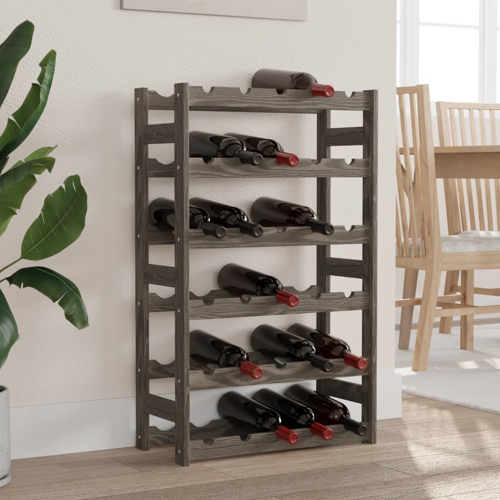 Wijnrek voor 30 flessen massief grenenhout grijs is nu te koop bij PeponiXL, paradijselijk wonen!
