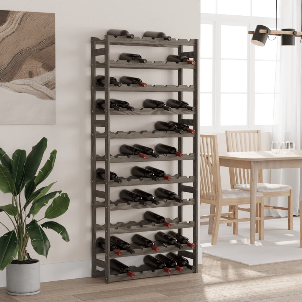 Wijnrek voor 77 flessen massief grenenhout grijs is nu te koop bij PeponiXL, paradijselijk wonen!